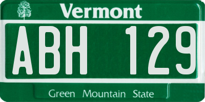 VT license plate ABH129