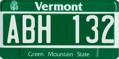VT license plate ABH132
