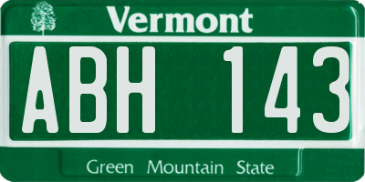 VT license plate ABH143