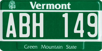 VT license plate ABH149