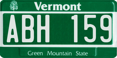VT license plate ABH159