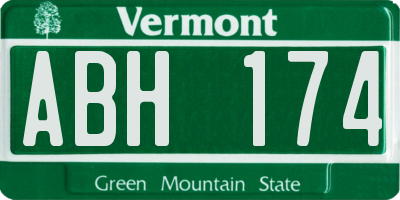 VT license plate ABH174