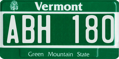 VT license plate ABH180