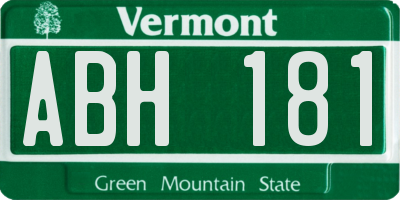 VT license plate ABH181