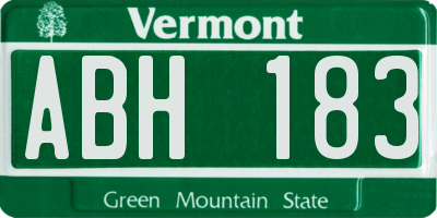 VT license plate ABH183