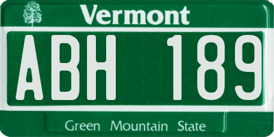 VT license plate ABH189