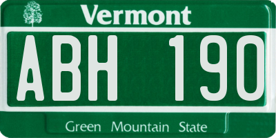 VT license plate ABH190