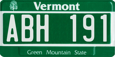VT license plate ABH191