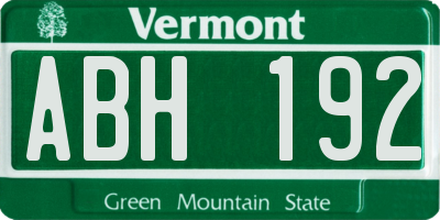 VT license plate ABH192