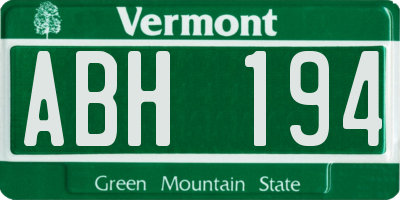 VT license plate ABH194