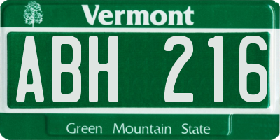 VT license plate ABH216
