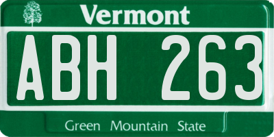VT license plate ABH263