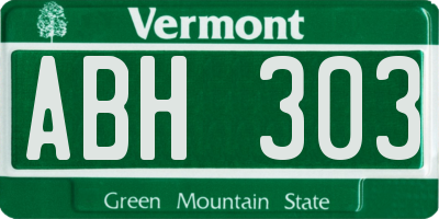 VT license plate ABH303