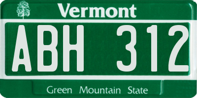 VT license plate ABH312