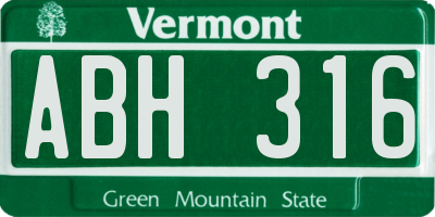 VT license plate ABH316