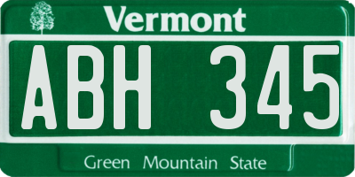VT license plate ABH345