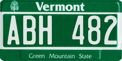 VT license plate ABH482