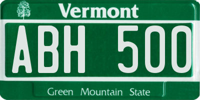 VT license plate ABH500