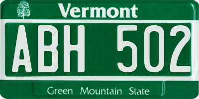 VT license plate ABH502