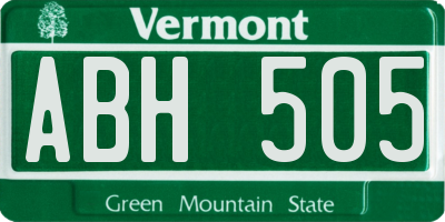 VT license plate ABH505