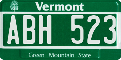 VT license plate ABH523