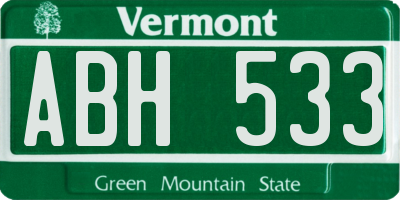 VT license plate ABH533