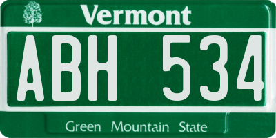 VT license plate ABH534