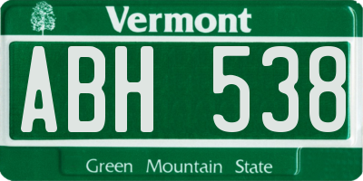 VT license plate ABH538