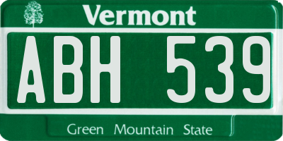 VT license plate ABH539