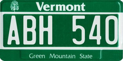 VT license plate ABH540