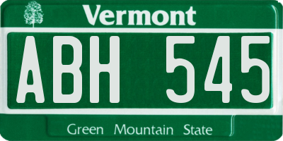 VT license plate ABH545