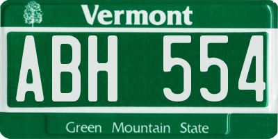 VT license plate ABH554