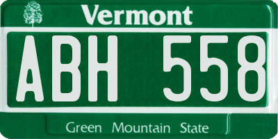 VT license plate ABH558