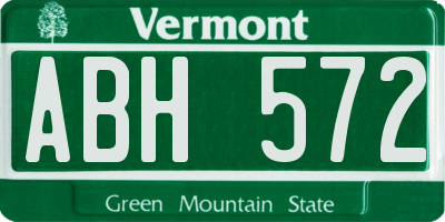 VT license plate ABH572