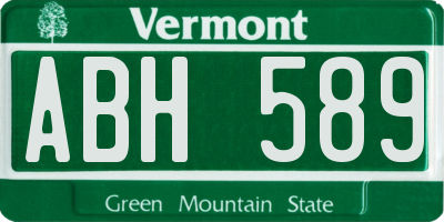 VT license plate ABH589