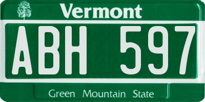 VT license plate ABH597