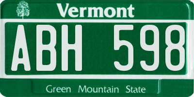 VT license plate ABH598