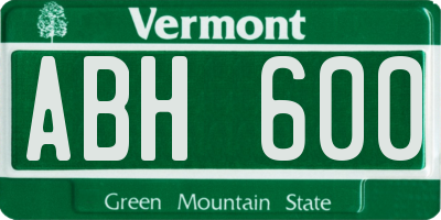VT license plate ABH600