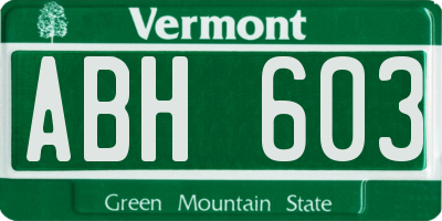 VT license plate ABH603