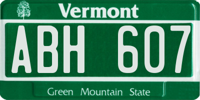 VT license plate ABH607