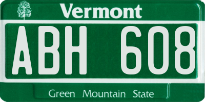 VT license plate ABH608