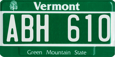 VT license plate ABH610