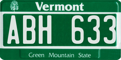 VT license plate ABH633