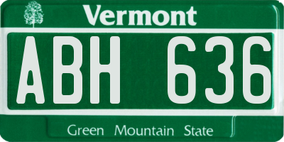 VT license plate ABH636