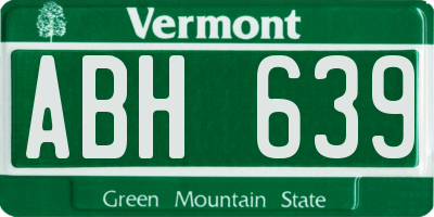 VT license plate ABH639