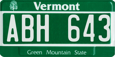 VT license plate ABH643