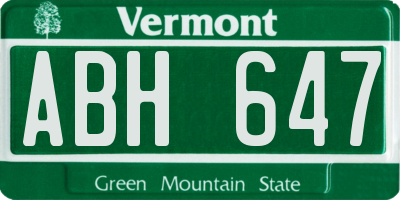 VT license plate ABH647