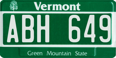 VT license plate ABH649