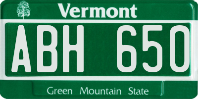 VT license plate ABH650