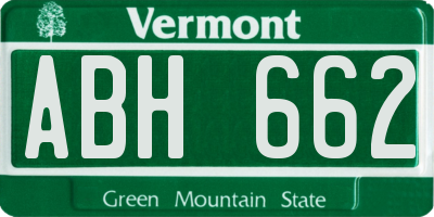 VT license plate ABH662